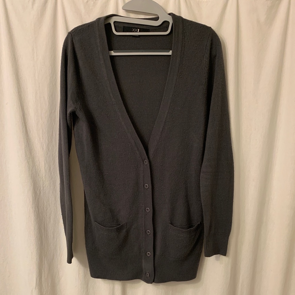 Forever 21 Gray Button Down Cardigan